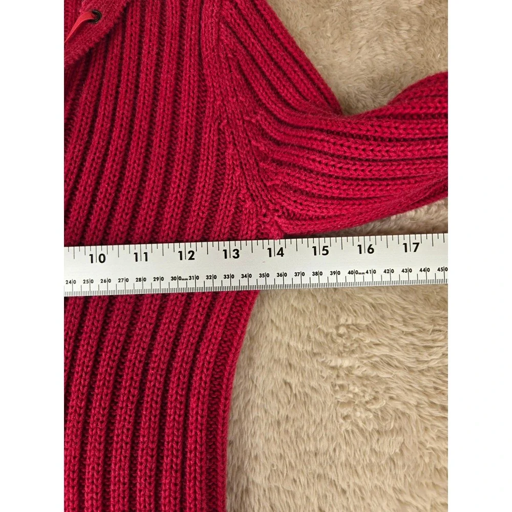 VTG‎ Hollister Co Red Ribbed Lace Up V-Neck Sweater Oversized Collar Womens Med